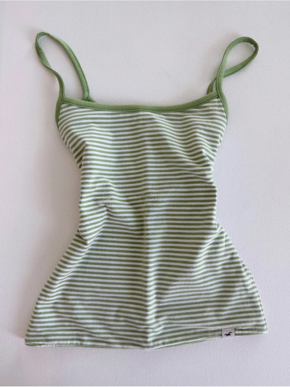 Hollister Green & White Striped Cami Tank Top